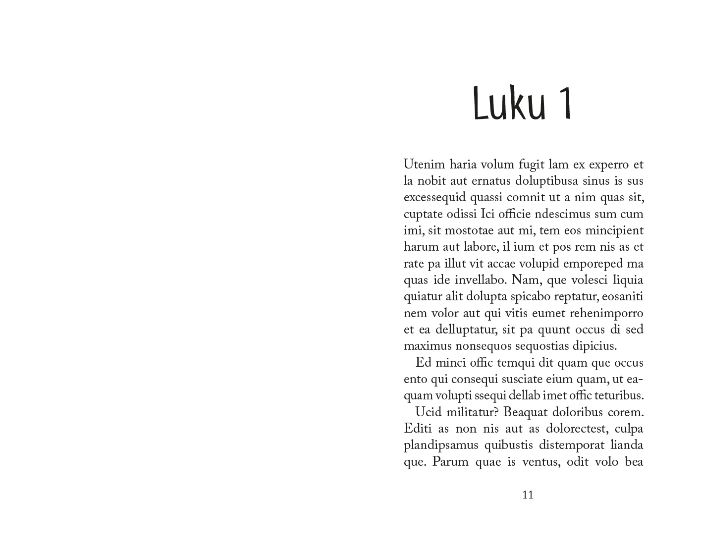 Esimerkki luvun suunnittelusta Lasten kirja versio Moderni