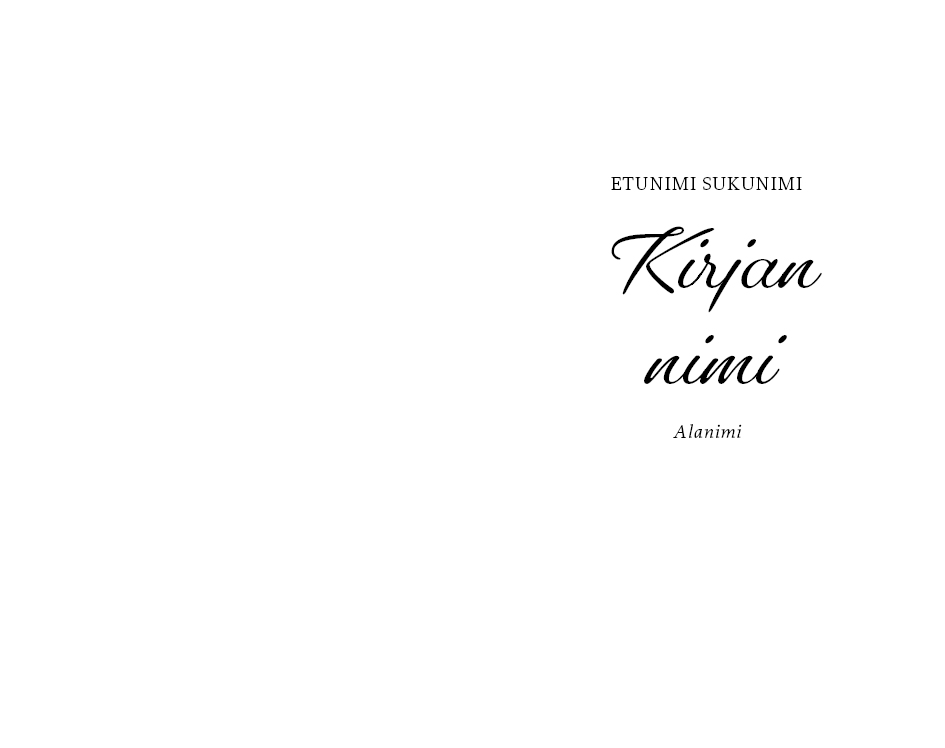 Esimerkki otsikkosivusta Klassinen runous romanttinen versio
