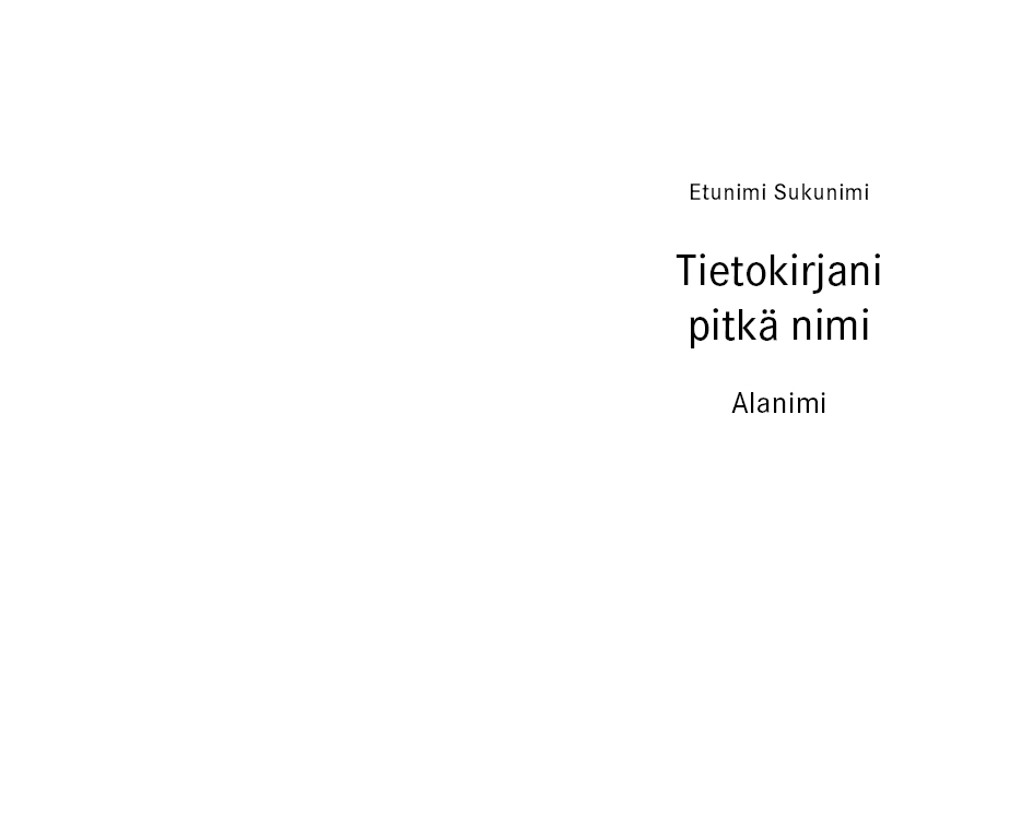 Esimerkki otsikkosivusta Tietokirjallisuus klassinen versio 