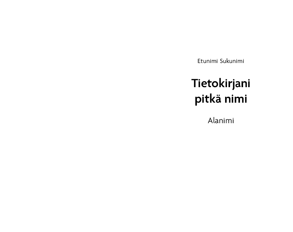Esimerkki otsikkosivusta Tietokirjallisuus moderni versio