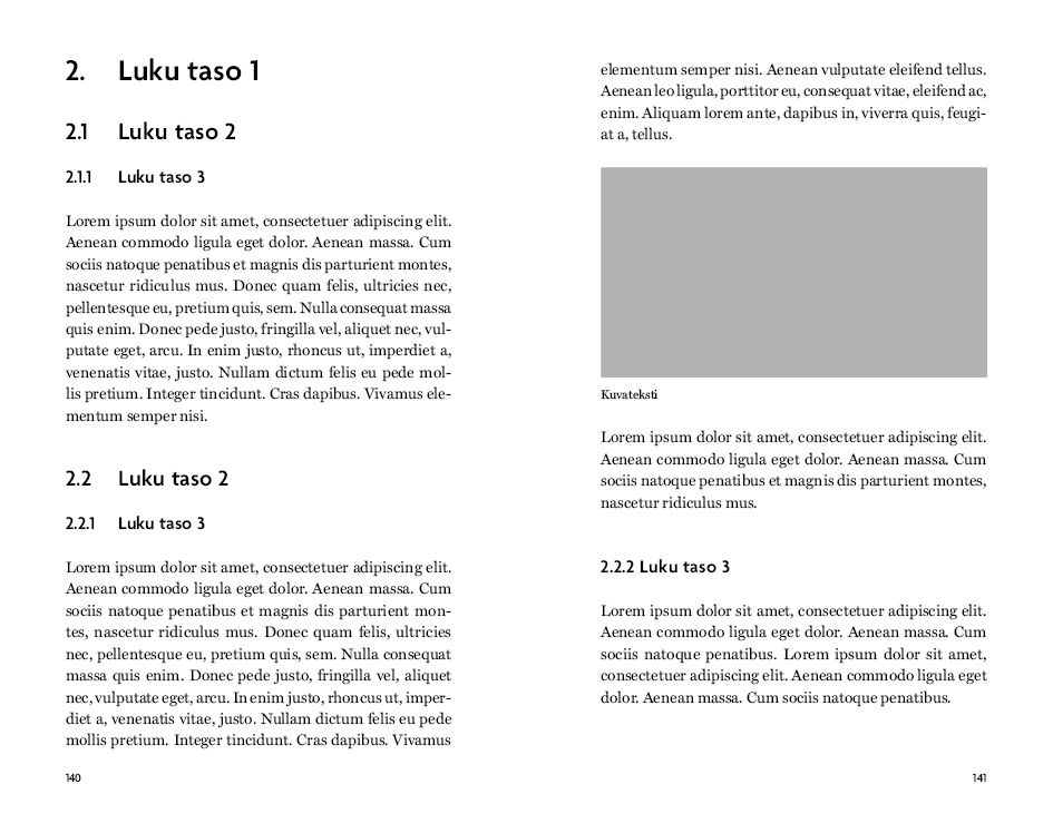 Esimerkki numeroidusta luvusta Tietokirjallisuus moderni versio