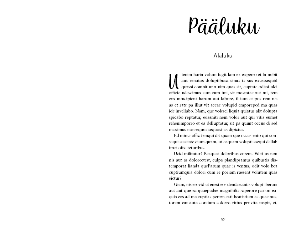Esimerkki luvun suunnittelu romanttinen kaunokirjallisuus moderni versio