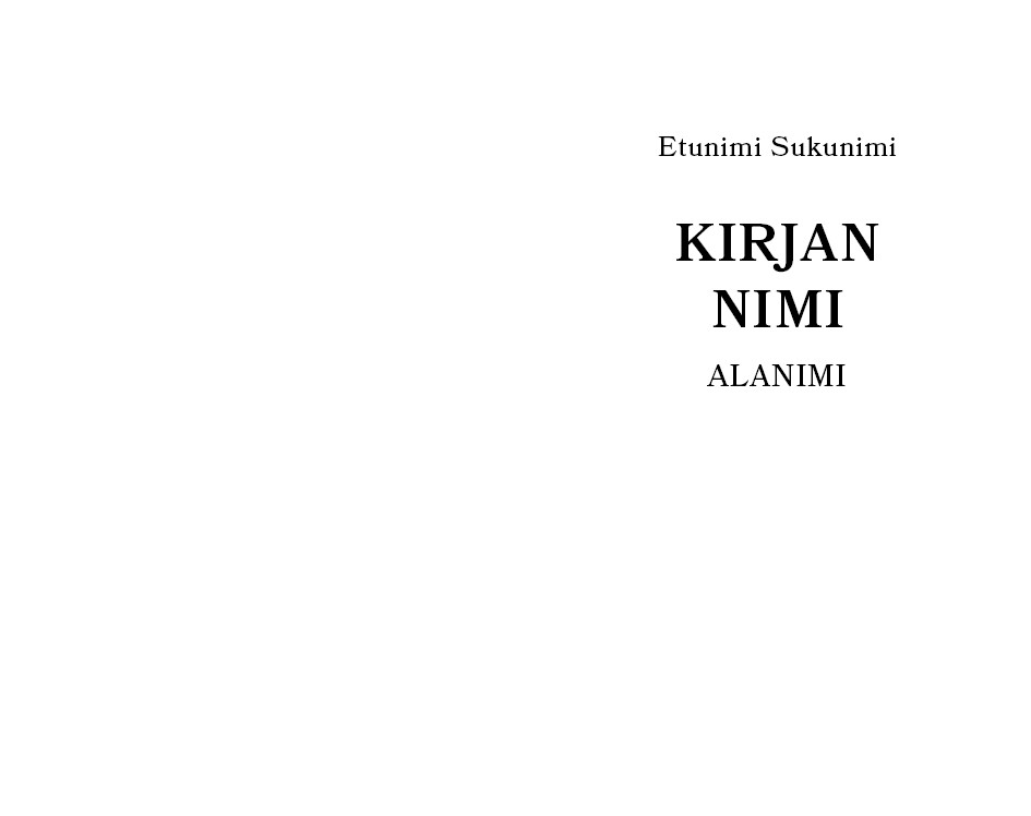 Esimerkki otsikkosivu yleinen kaunokirjallisuus klassinen versio
