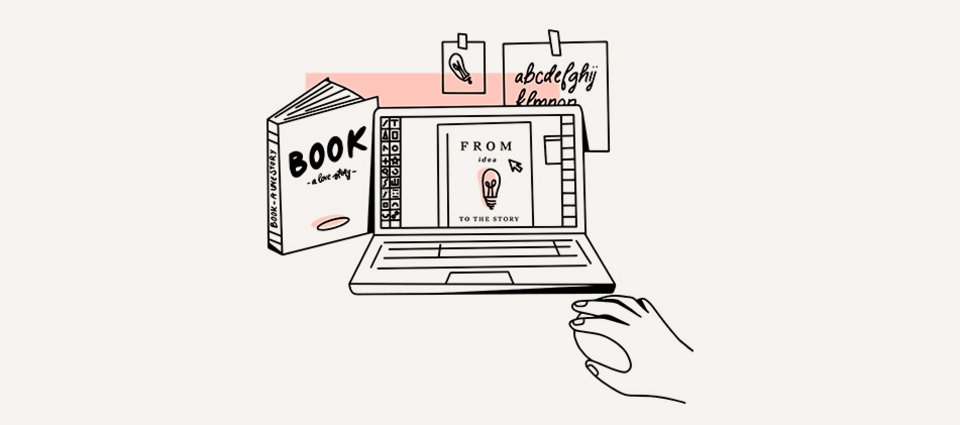 Kuvitus kirjan kannen suunnittelusta